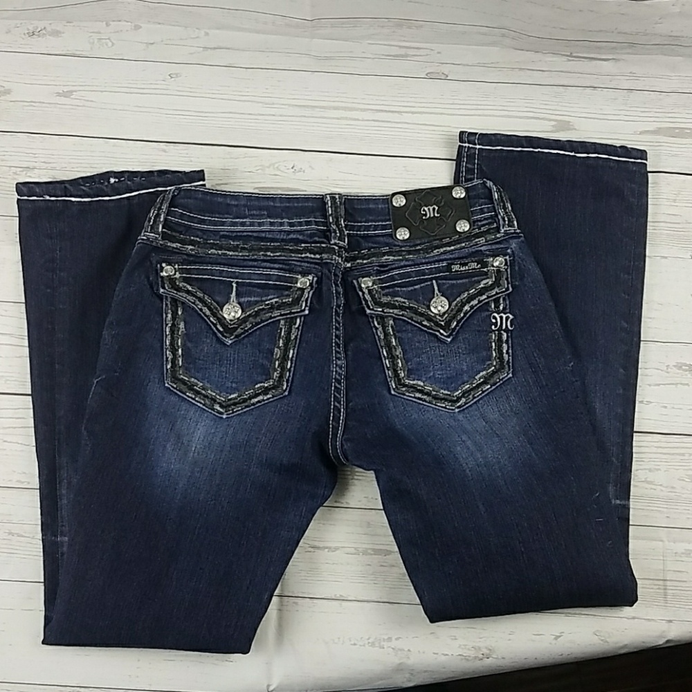Miss Me Dark Indigo Bootcut Jeans with Embellished Pockets - Picture 4 of 7